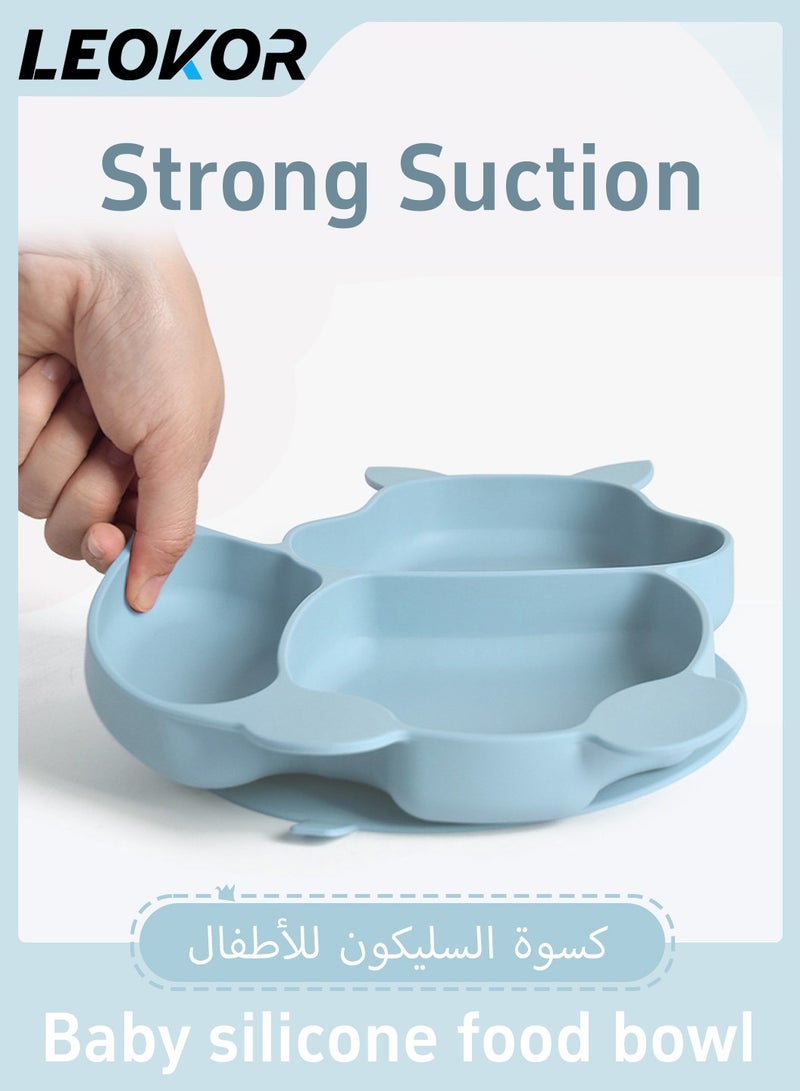 LEOKOR 8-Piece Suction Plates for Baby, Cartoon Silicone Children Tableware, Food Grade Silicone Baby Plate with Suction Durable Baby Feeding Set - Image 5