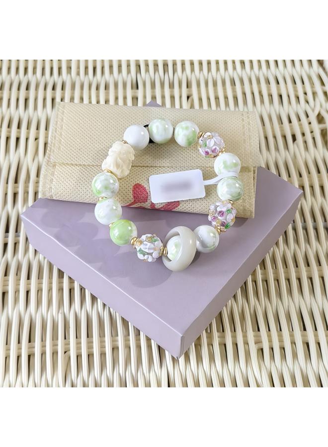 Temple With Fragrant Grey Porcelain Hydrangea Flower Xiaofeng Nine Handstrings Fragrant Grey Glaze Bagua Five Sutra Bracelet Explosions New Products 