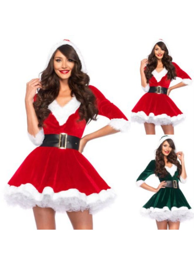 Ciao Women’s Christmas Santa Dress Costume – Red Velvet Mini Dress with Hat, Belt & Skirt Support, Soft Fur Trim Holiday Party Outfit (Size M, 50–60 kg) - Image 4