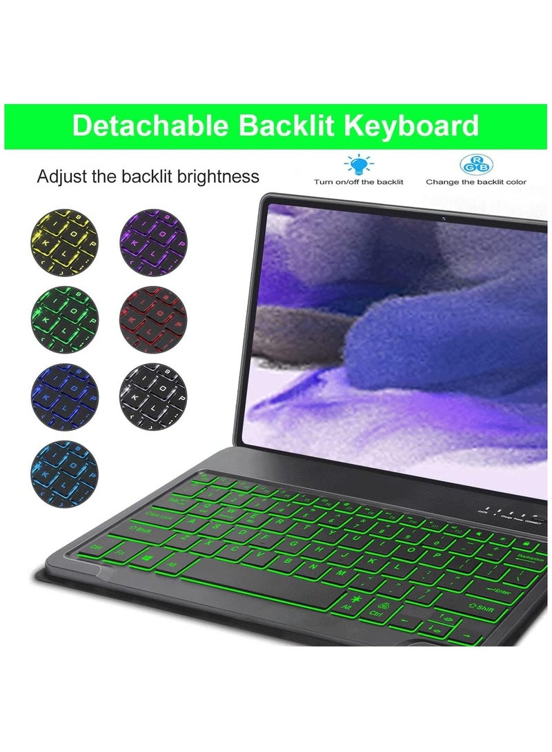 Detachable Bluetooth Keyboard Case for Samsung Galaxy Tab S9 Plus (12.4 Inch, 2023) - Slim Stand Cover with S Pen Holder for Models SM-X810/X816B/X818U, Black - Image 3