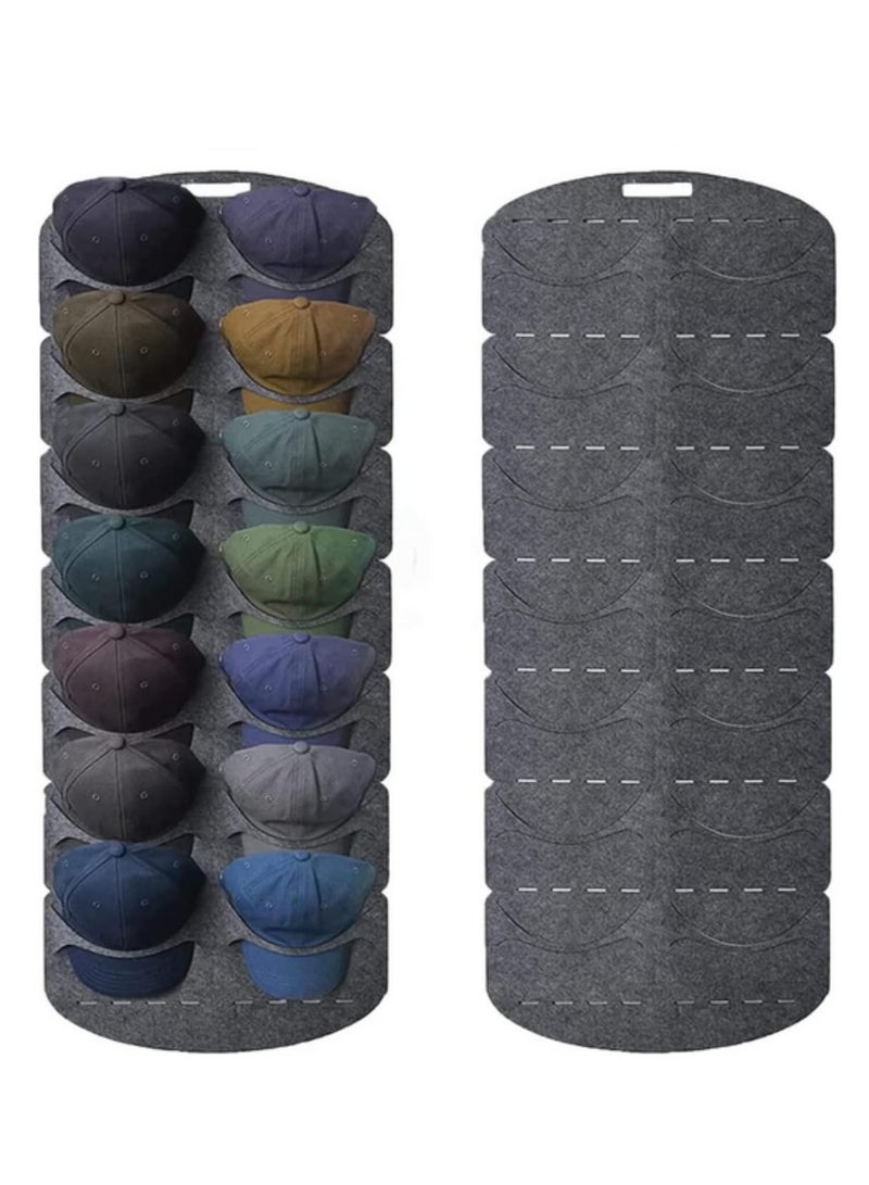 Hat Storage Holder Organizer 14 Clear Pockets Double Row Hat Rack Door Hanging Holder Hanger Storage Rack for Baseball Caps Closet Bedroom Wall Mounted Space Saving Caps Organizer - Image 1