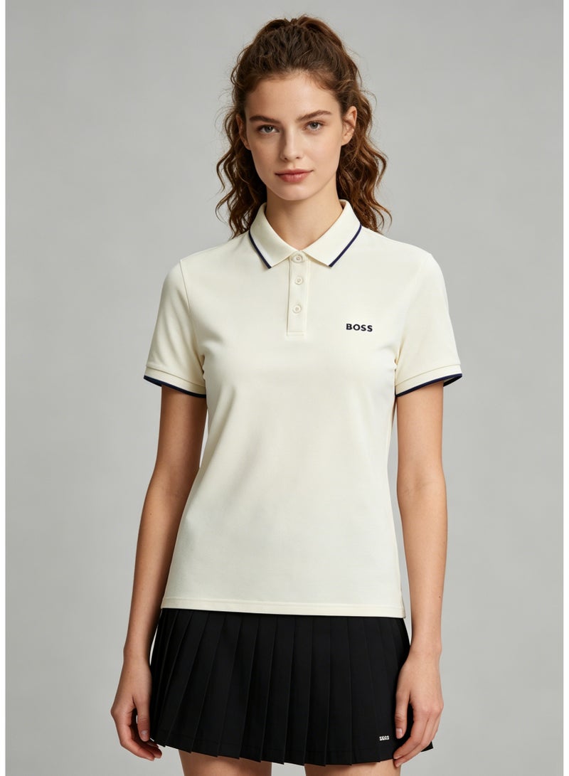 BOSS Men’s Minimalist Cotton Polo Shirt with Tipped Cuffs - Off-White - Image 2