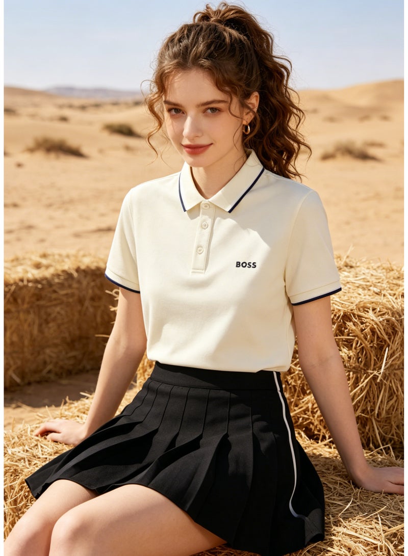 BOSS Men’s Minimalist Cotton Polo Shirt with Tipped Cuffs - Off-White - Image 4