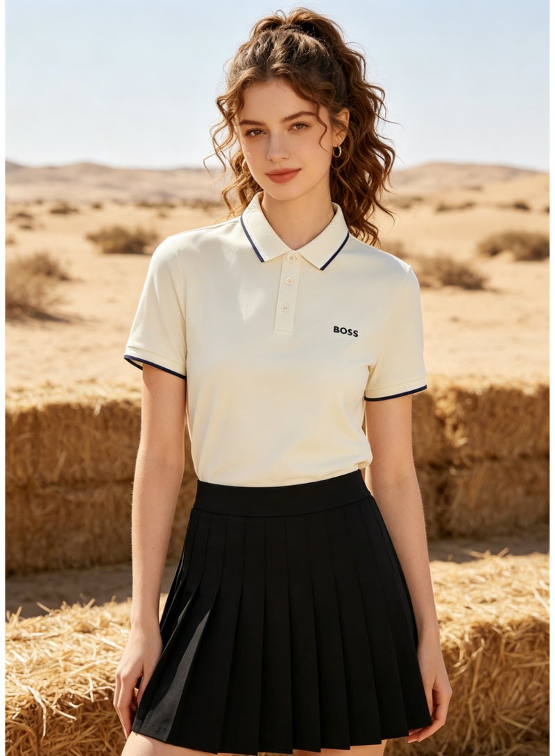 BOSS Men’s Minimalist Cotton Polo Shirt with Tipped Cuffs - Off-White - Image 5