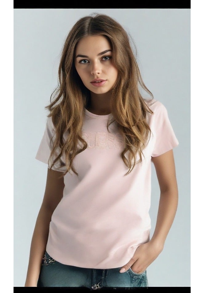 GUESS Guess Women Logo Front T-shirt - Pink Color  - Image 1