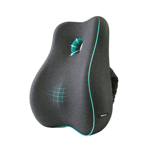 Max&Love Lumbar Support Pillow Cover Ergonomic Design Orthopedic Backrest for Back Pain Relief Memory Foam Back Support for Office Chair Computer Chair Car Seat Recliner and Couch (Dark Gray) - Image 1