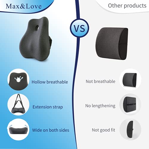 Max&Love Lumbar Support Pillow Cover Ergonomic Design Orthopedic Backrest for Back Pain Relief Memory Foam Back Support for Office Chair Computer Chair Car Seat Recliner and Couch (Dark Gray) - Image 5