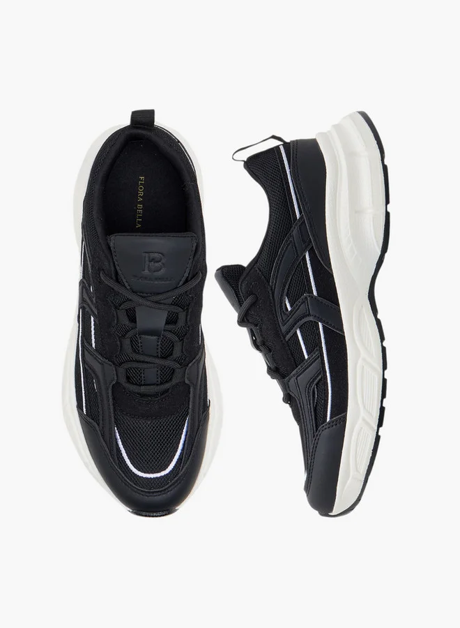 Flora Bella By Shoexpress Women's Panelled Sneakers with Lace-Up Closure