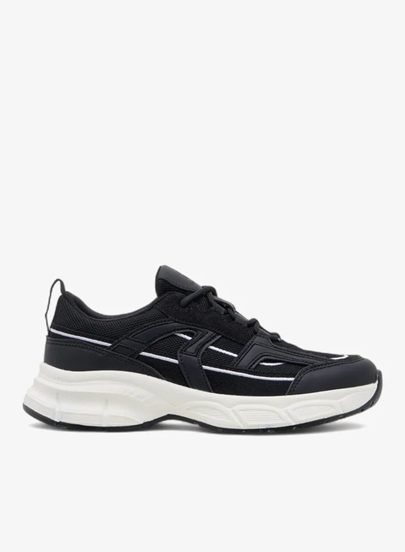 Women's Panelled Sneakers with Lace-Up Closure
