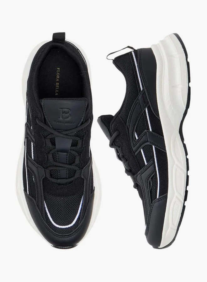 Flora Bella By Shoexpress BLACK Panelled School Sneakers With Lace-Up Closure for Women | Best Price UAE