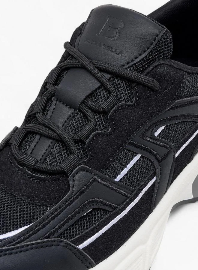 Flora Bella By Shoexpress BLACK Panelled School Sneakers With Lace-Up Closure for Women | Best Price UAE