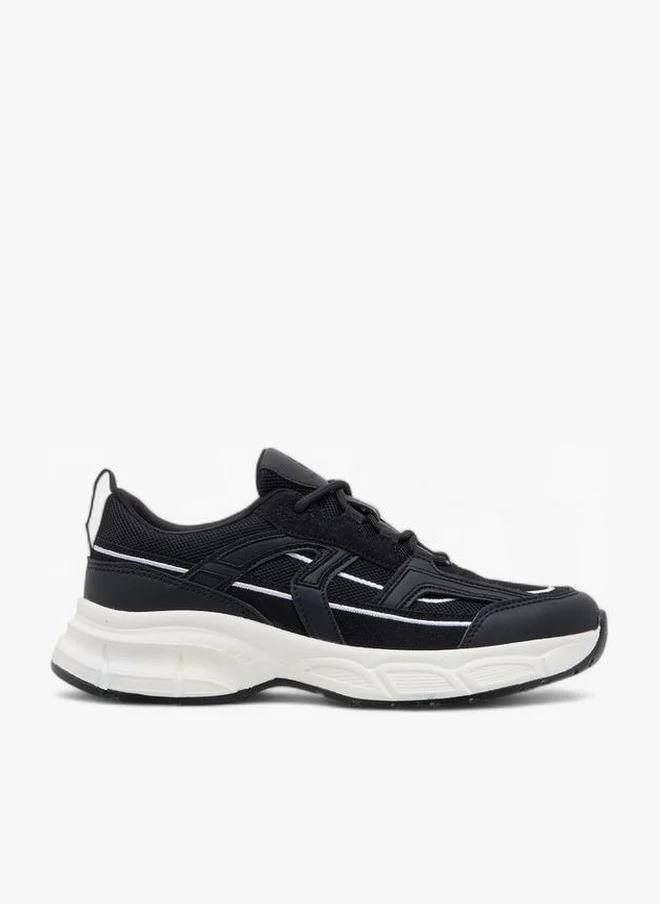 Women's Panelled Sneakers with Lace-Up Closure
