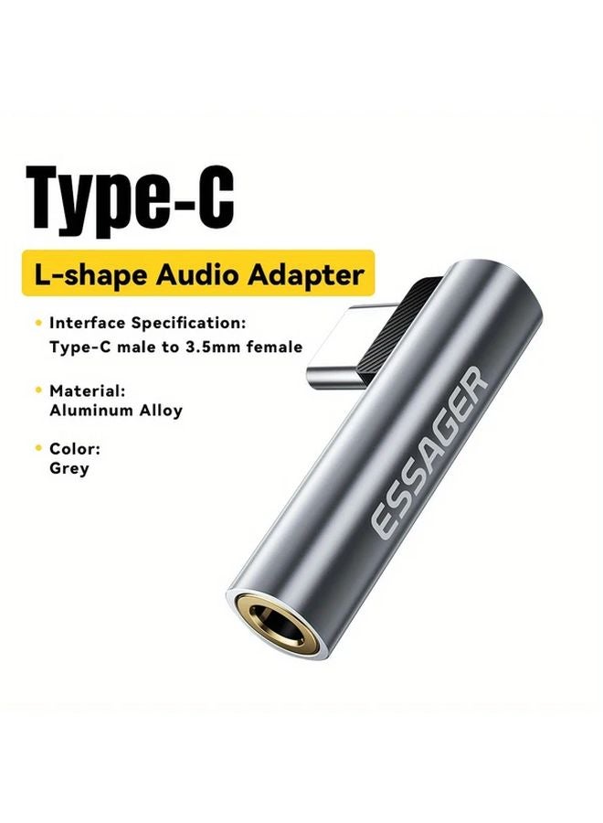 Essager Type C To 35mm Audio Adapter HiFi DAC Stereo Right Angle For iPhone 16 15 iPad Galaxy S24 Ultra - Image 1