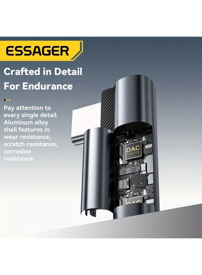 Essager Type C To 35mm Audio Adapter HiFi DAC Stereo Right Angle For iPhone 16 15 iPad Galaxy S24 Ultra - Image 5