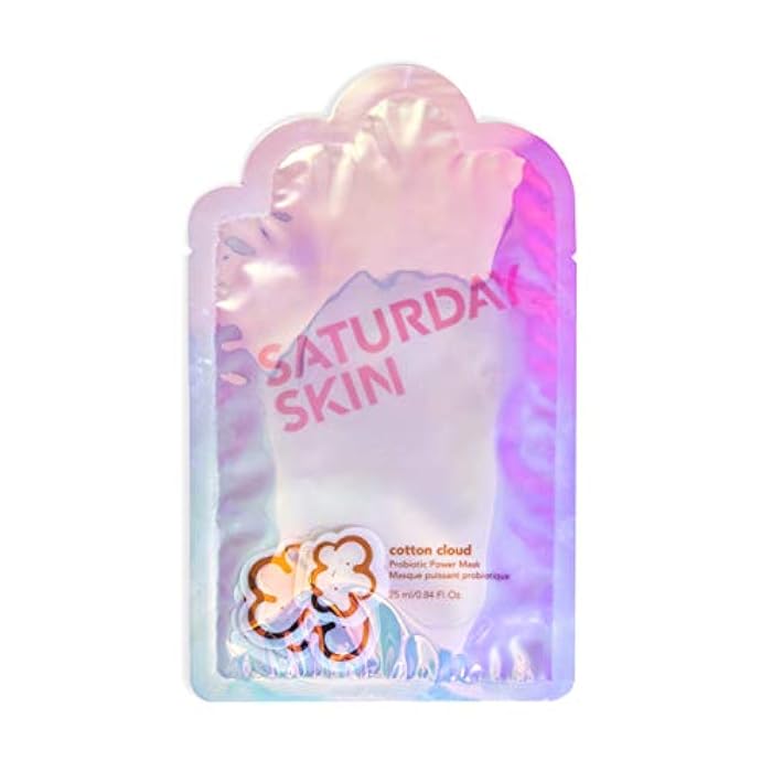 Saturday Skin Cotton Cloud Probiotic Power Face Mask Vit E Seabuckthorn Fruit Extract Omega Fatty Acids For Healthy Skin And Glow Self Home Care Facial Mask Sheet (25ml/0.84 Fl Oz) - Image 1