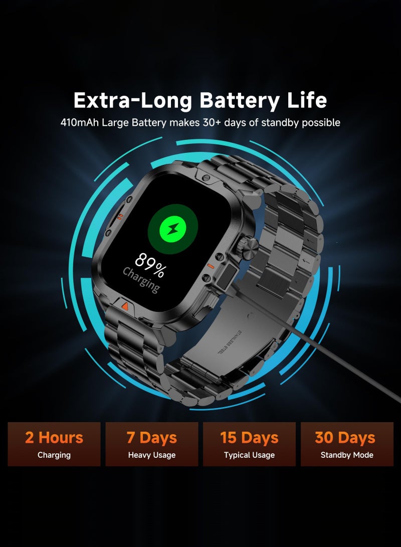 عربست ساعة ذكية للرجال للرد على المكالمات/إجرائها، شاشة 2.01 بوصة، أكثر من 170 وضعًا رياضيًا، ساعة ذكية للياقة البدنية، مقاومة للماء IP68، وضع الاستعداد لمدة 30 يومًا، ساعة ذكية لنظام Android وiOS، لون أسود (حزامان) - Image 4