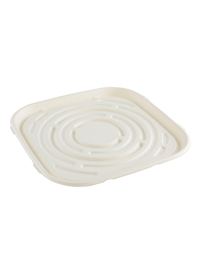 Restaurantware صواني الطعام من بقايا قصب السكر 12 × 12 بوصة، 100 صينية قابلة للتصرف - قابلة للتحلل في المنزل، صواني بيضاء مستدامة، قابلة للاستخدام في الميكروويف والتجميد، للأطعمة الساخنة والباردة - Image 1