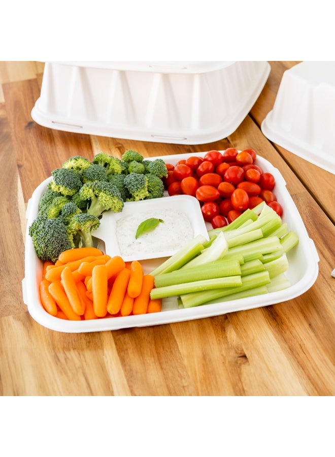 Restaurantware صواني الطعام من بقايا قصب السكر 12 × 12 بوصة، 100 صينية قابلة للتصرف - قابلة للتحلل في المنزل، صواني بيضاء مستدامة، قابلة للاستخدام في الميكروويف والتجميد، للأطعمة الساخنة والباردة - Image 3