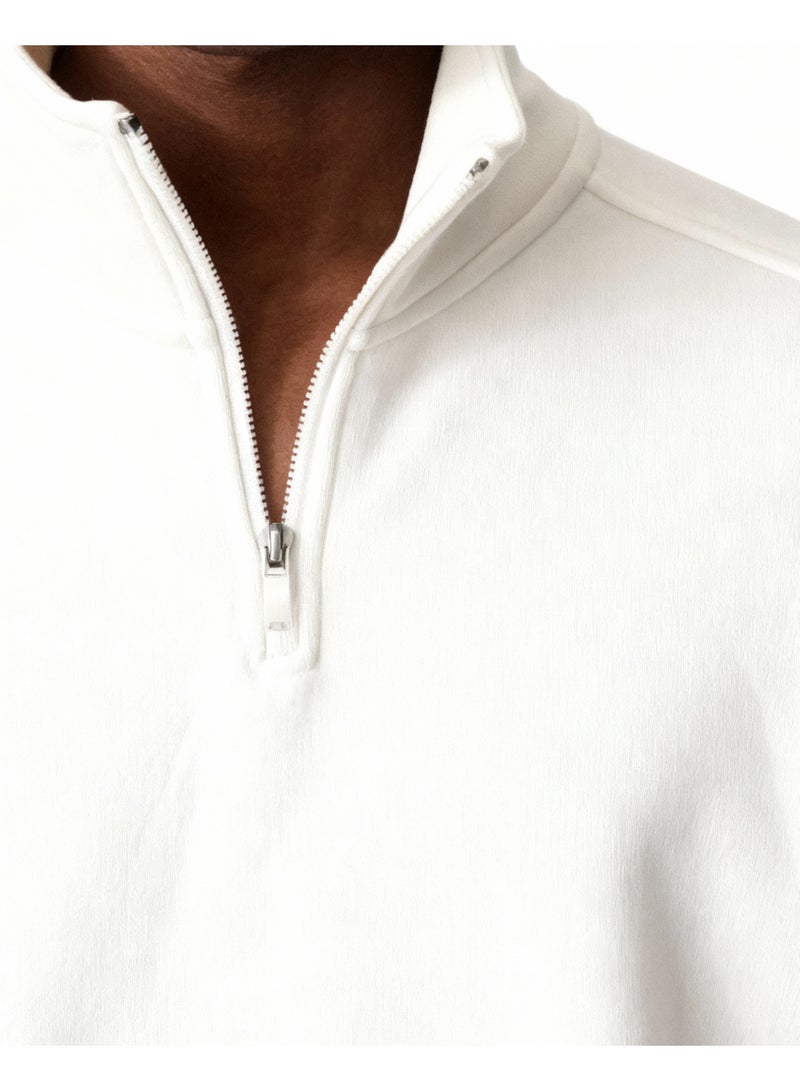 Feathers Men’s Quarter Zipper Sweatshirt 100% Cotton for Winter with Long Sleeves - Image 3