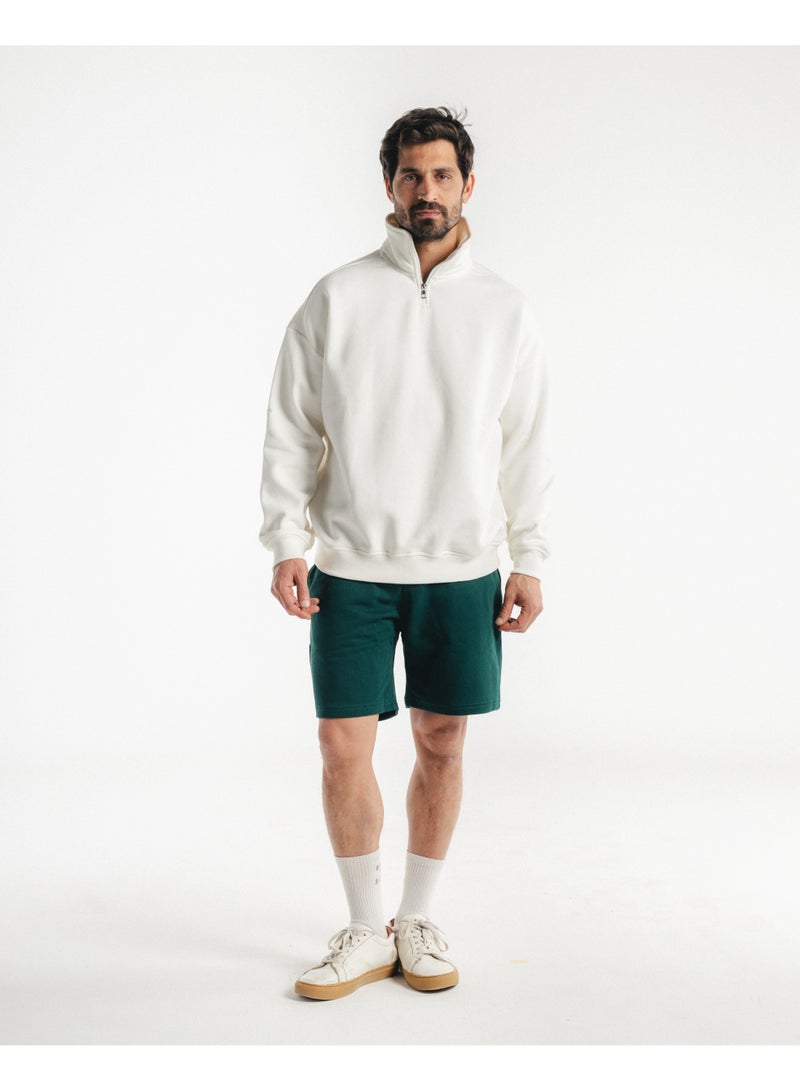 Feathers Men’s Quarter Zipper Sweatshirt 100% Cotton for Winter with Long Sleeves - Image 1