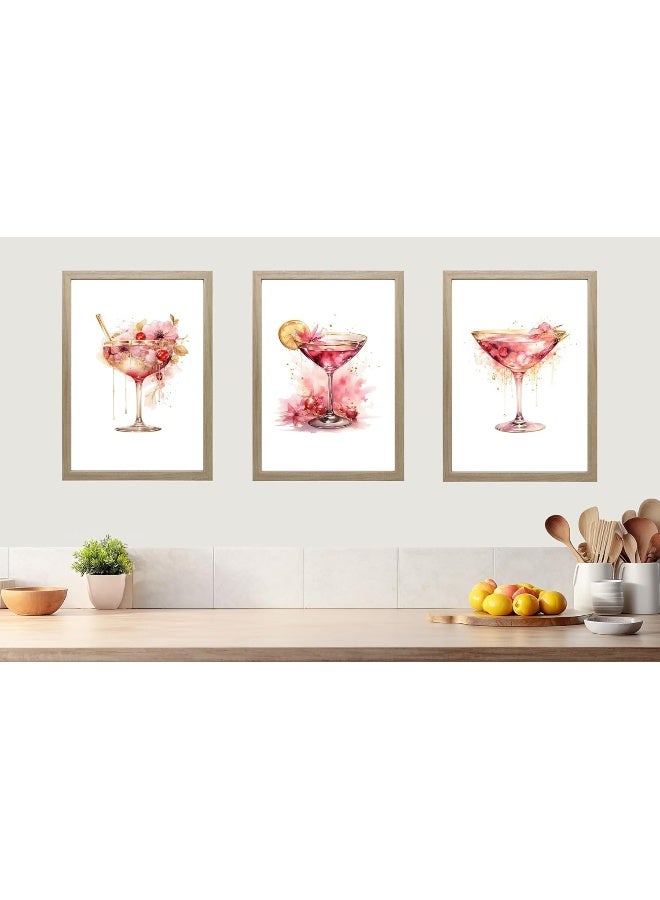 Eviepops Prints Pink Cocktails Set of 3 Unframed Wall Poster Prints - Image 5