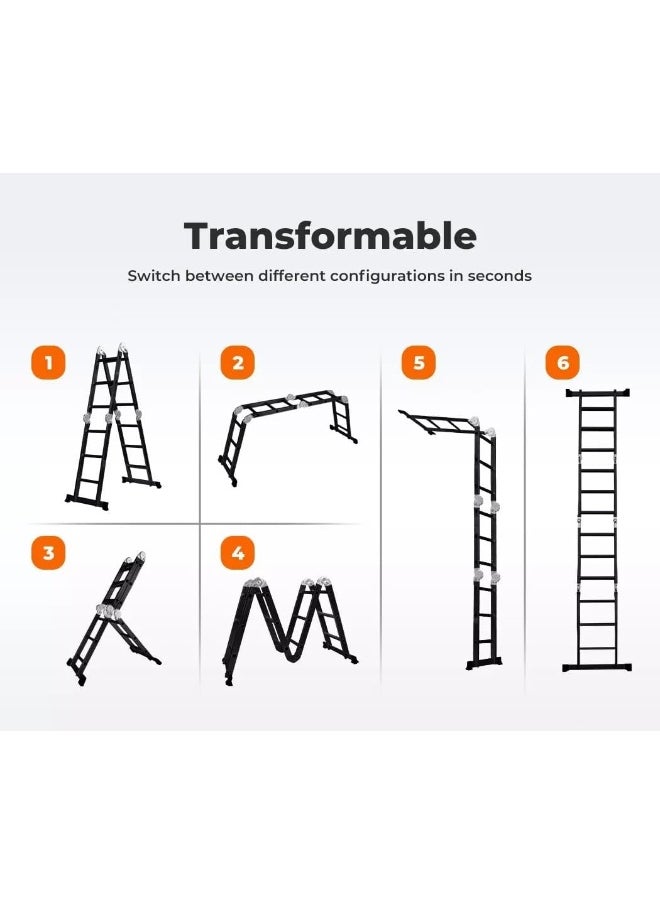 Egardenkart Egardenkart Multi-Purpose Aluminum Folding Ladder - Portable, Adjustable, Safe, and Durable for Home, Work, and Outdoor Use  - Image 4