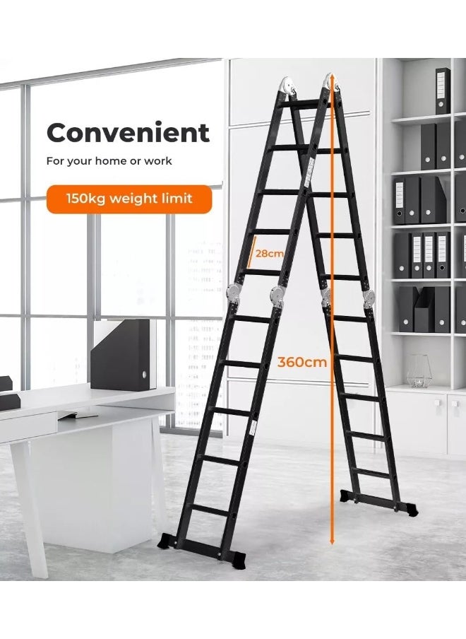 Egardenkart Egardenkart Multi-Purpose Aluminum Folding Ladder - Portable, Adjustable, Safe, and Durable for Home, Work, and Outdoor Use  - Image 2