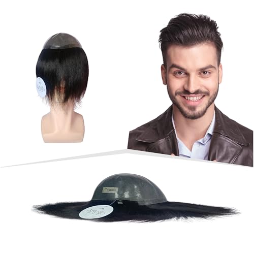 Artello® POLYFUSE Hair Patch for Men, 360° Full Poly, 0.06 mm Invisible Hairline, Skin Base, Ultra Thin, Trim-able PU, 100% Remy Human Hair Wig (Colour: Natural Black) (9x6) - Image 1