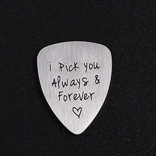 Street27® Guitar Pick I Pick You Always Forever Letter Titanium Steel Guitar Pick Necklace Music Jewelry Pendant Gift DIY for Electric Acoustic Bass Guitar - Image 5