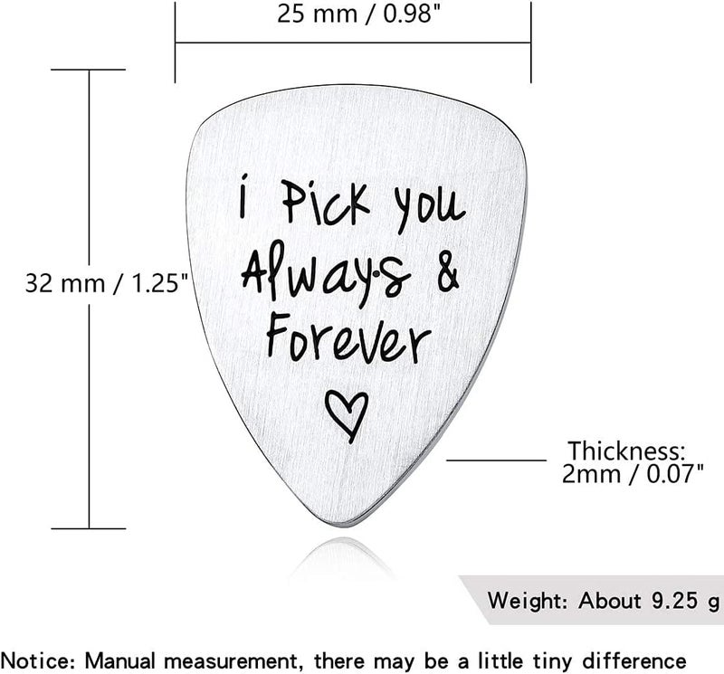 Street27® Guitar Pick I Pick You Always Forever Letter Titanium Steel Guitar Pick Necklace Music Jewelry Pendant Gift DIY for Electric Acoustic Bass Guitar - Image 4