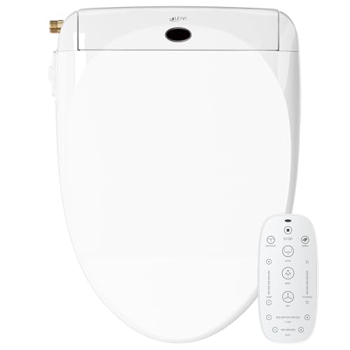 LEIVI Electric Bidet Toilet Seat with Wireless Remote and Side Panel, Multiple Spray Modes, Adjustable Heated Seat, Warm Water and Air Dryer, Auto LED Nightlight, Elongated - Image 1