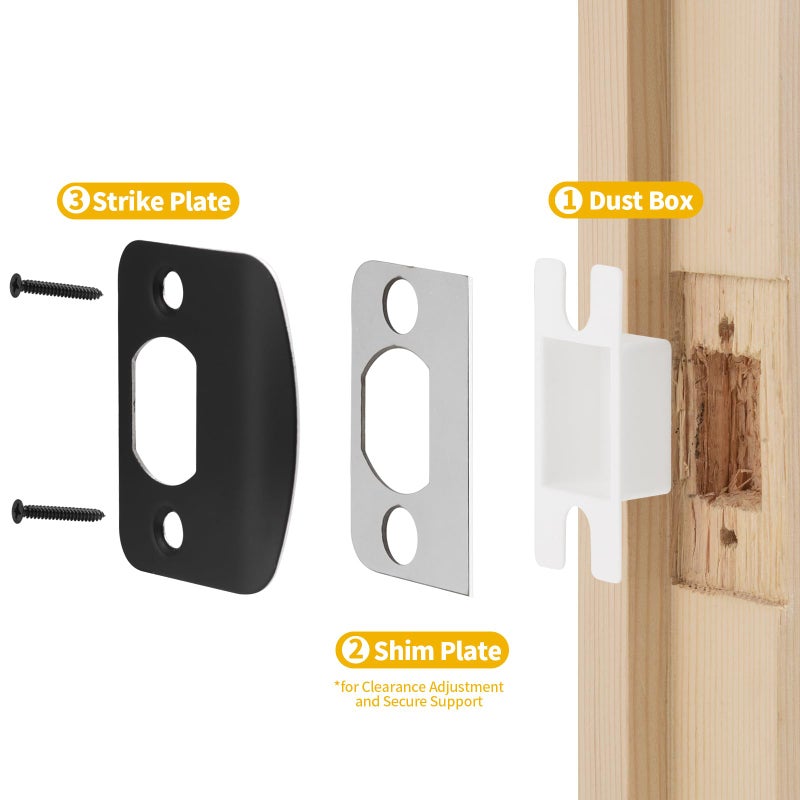 Mosecyou Door Latch Restorer Strike Plates  Standard Striker Plates With Backing Sub-Plates And Repair Kits  Strike Opening Reinforcement(Gold  2 Pack) - Image 3