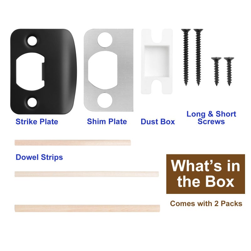Mosecyou Door Latch Restorer Strike Plates  Standard Striker Plates With Backing Sub-Plates And Repair Kits  Strike Opening Reinforcement(Gold  2 Pack) - Image 4