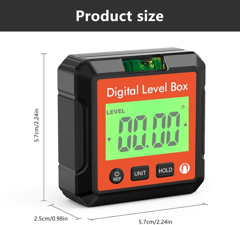 Digital Angle Finder Tool, Electronic Level with Magnetic Base, LCD Bubble Level, Compact Red Black White - Accurate Measurements, Angle Slope Conversion, Ideal for Woodworking (Red) - Image 3