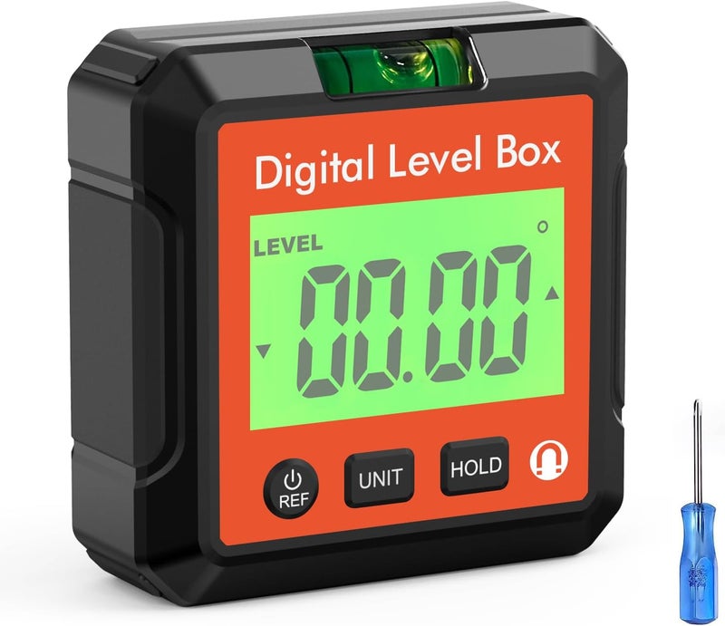 Digital Angle Finder Tool, Electronic Level with Magnetic Base, LCD Bubble Level, Compact Red Black White - Accurate Measurements, Angle Slope Conversion, Ideal for Woodworking (Red) - Image 4