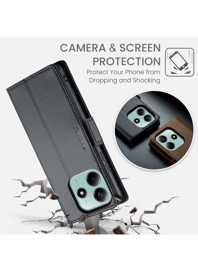 Generic - For Xiaomi14T Anti-theft Brush Mobile Phone Case Red Rice Note14Pro Flip Cover Leather Case Red Rice 13RFID Protective Case-Color:Dark Green-Applicable Models:For XiaomiPoco X7 5g - Image 1