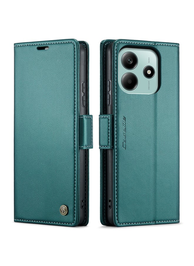 Generic - For Xiaomi14T Anti-theft Brush Mobile Phone Case Red Rice Note14Pro Flip Cover Leather Case Red Rice 13RFID Protective Case-Color:Dark Green-Applicable Models:For XiaomiPoco X7 5g - Image 1