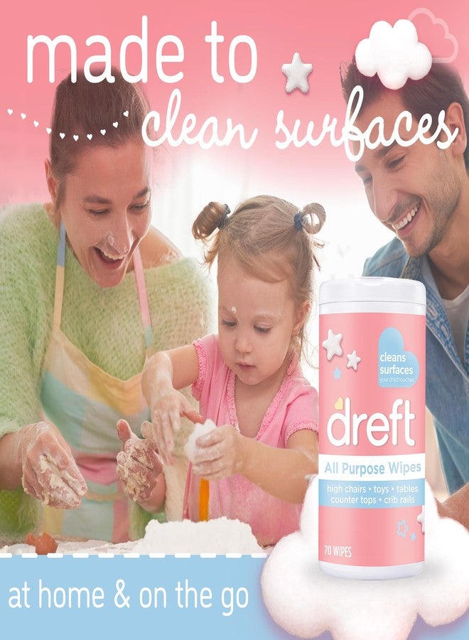 Dreft Multi-Surface All-Purpose Gentle Cleaning Wipes for Baby Toys, Car Seat, High Chair & More, 70 Count (Pack of 4) - Image 2
