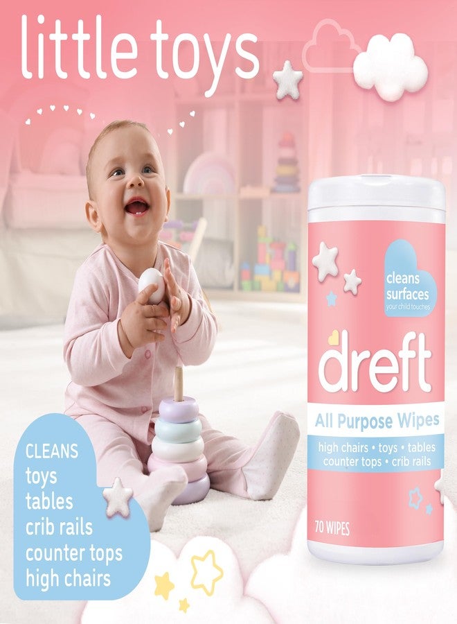 Dreft Multi-Surface All-Purpose Gentle Cleaning Wipes for Baby Toys, Car Seat, High Chair & More, 70 Count (Pack of 4) - Image 3