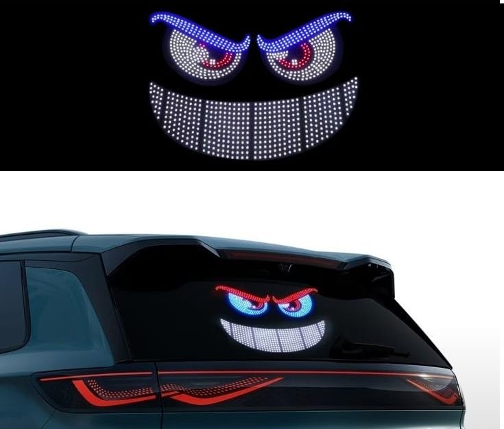 AutoBizarre Devil Eyes LED Lights for Car Windshield Led Panel with USB for Car Rear Window Universal for All Cars, Vans, Trucks, etc (Blue Red White) - Image 1
