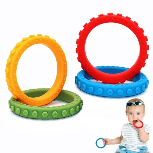 Flyaway Sensory Chew Bracelets for Boys Girls 4 Pack, Silicone Fidget Bracelet for Kids with Autism ADHD Anxiety or Special Needs, Oral Motor Aids Toddler Bracelets Sensory Chew Toys for Kids Chewing Biting - Image 1