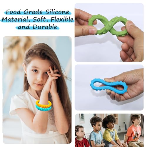 Flyaway Sensory Chew Bracelets for Boys Girls 4 Pack, Silicone Fidget Bracelet for Kids with Autism ADHD Anxiety or Special Needs, Oral Motor Aids Toddler Bracelets Sensory Chew Toys for Kids Chewing Biting - Image 2