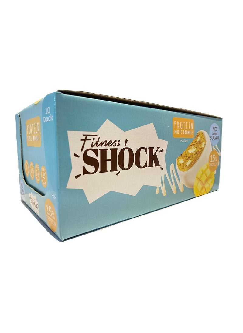 Fitness Shock Fitness Shock Protein White Brownie Mango 10x50g – Power-Packed Protein for Fitness Enthusiasts  - Image 1