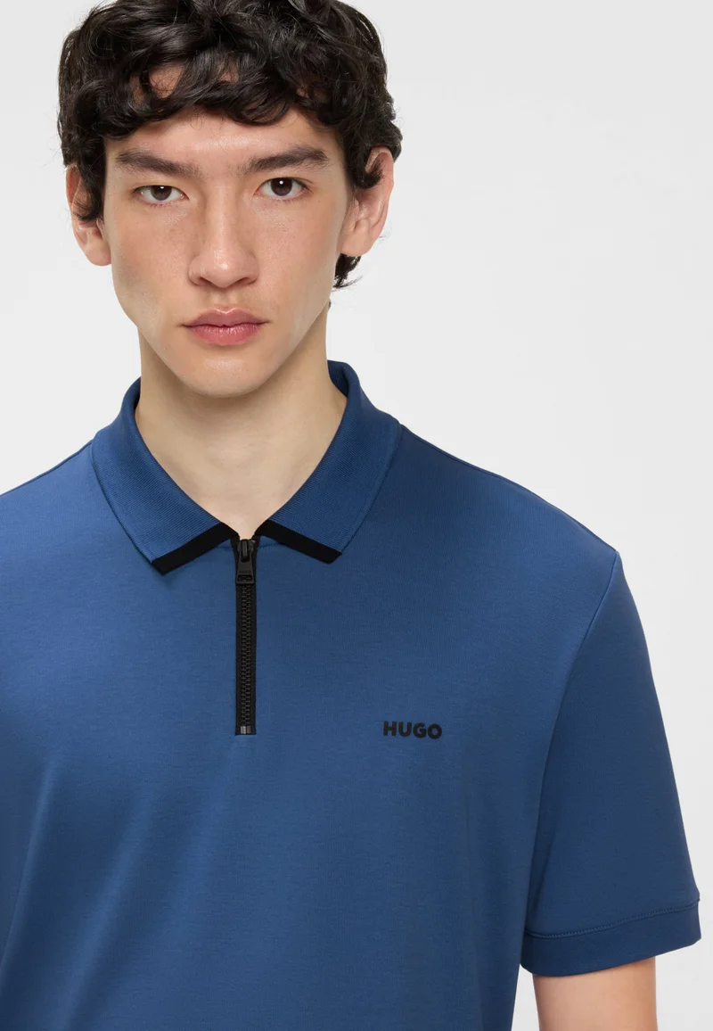 HUGO Cotton-piqué polo shirt with contrast logo