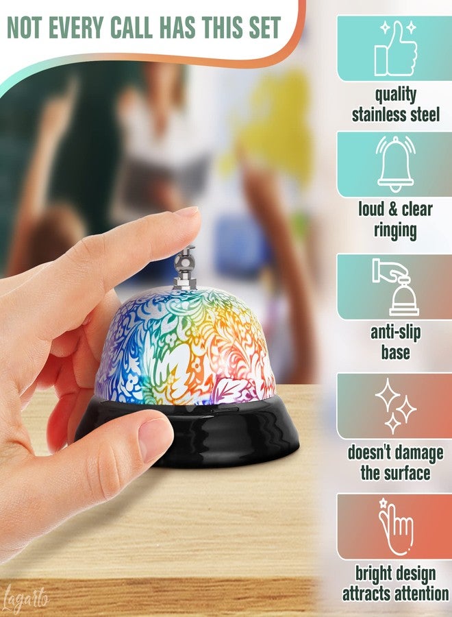 LAGARTO Desk Bell for Service - Floral Design Classroom Bell for Teachers, Stainless Steel 3.35 x 2.56 with Non-Slip Base & Clear Sound, Easy to Clean - Desk Bells for Classroom, Hotels, Stores & Offices - Image 3