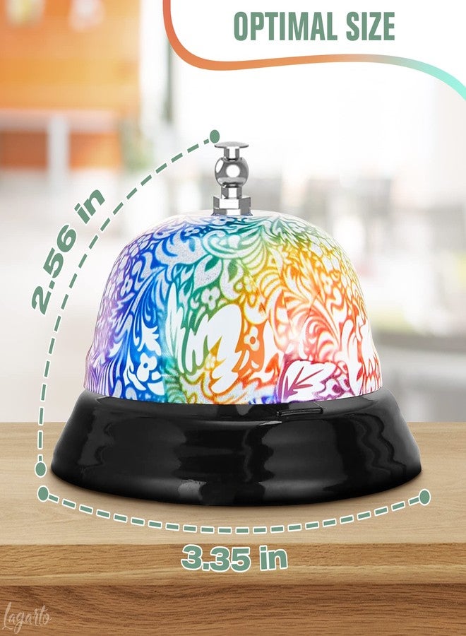 LAGARTO Desk Bell for Service - Floral Design Classroom Bell for Teachers, Stainless Steel 3.35 x 2.56 with Non-Slip Base & Clear Sound, Easy to Clean - Desk Bells for Classroom, Hotels, Stores & Offices - Image 2