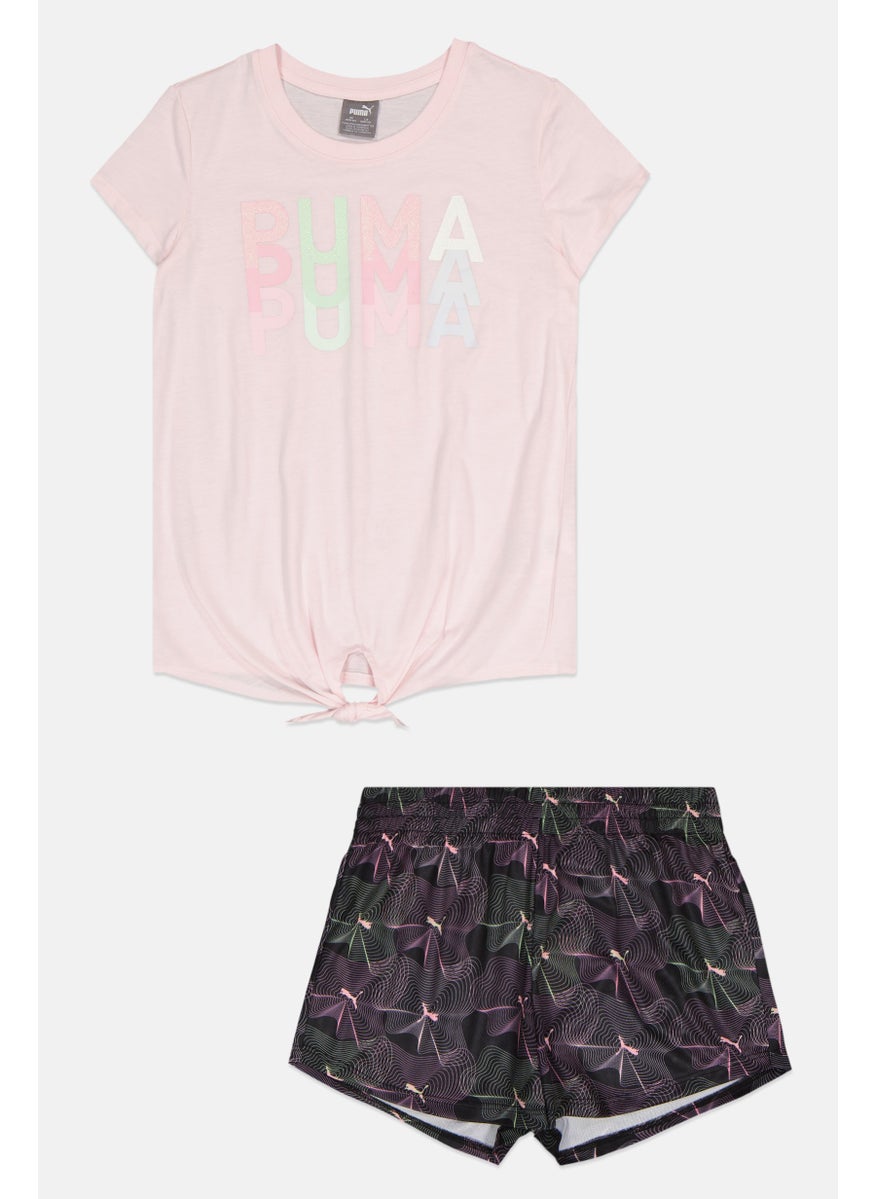 PUMA Kids Girl 2 Pieces Sportswear Fit Training T-shirt, And Short, Multicolour  - Image 1
