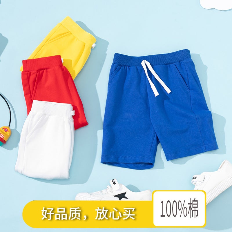 Mi Chun's New Kidsren's Clothing for Boys and Girls, Summer Korean Style Pure Color Shorts, Pure Cotton Pants, Kidsren's Medium Pants, Trendy - Image 2