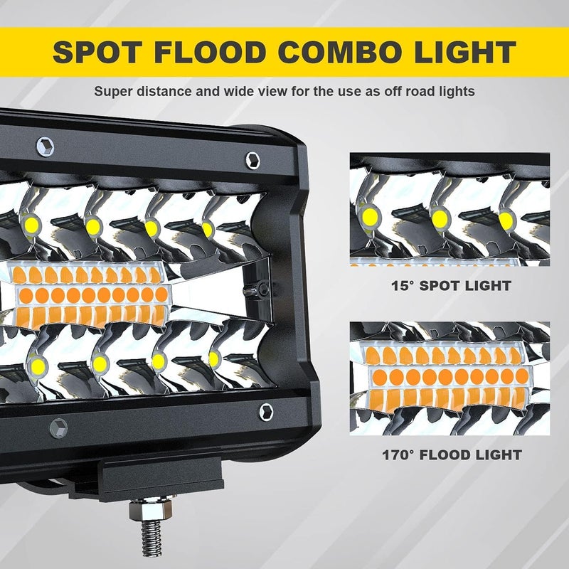 Feelon فيلون 4 قطع مصابيح LED 4 بوصة بيضاء/صفراء كهرمانية - 240 واط ضوء فلاش قيادة ضوء ضباب - Image 5