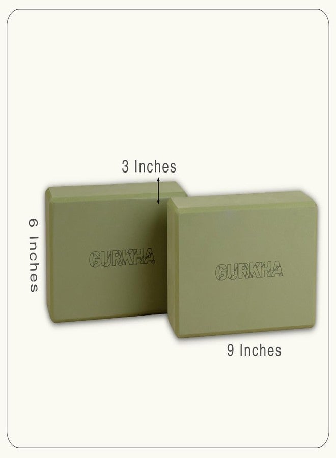 GURKHA Edge™ Yoga Block + Belt Combo | Carry Bag |Set of 2 | High-Density EVA Support for precision Grip & Alignment | Non-Slip Edged Design for Balance & Strength Training | 3X6X9 in (Deep Forest) - Image 2